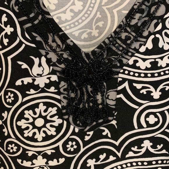 Jaclyn Smith Top Women's Size 3x Pullover Liquid Knit Coquette Paisley Beaded - Picture 3 of 7